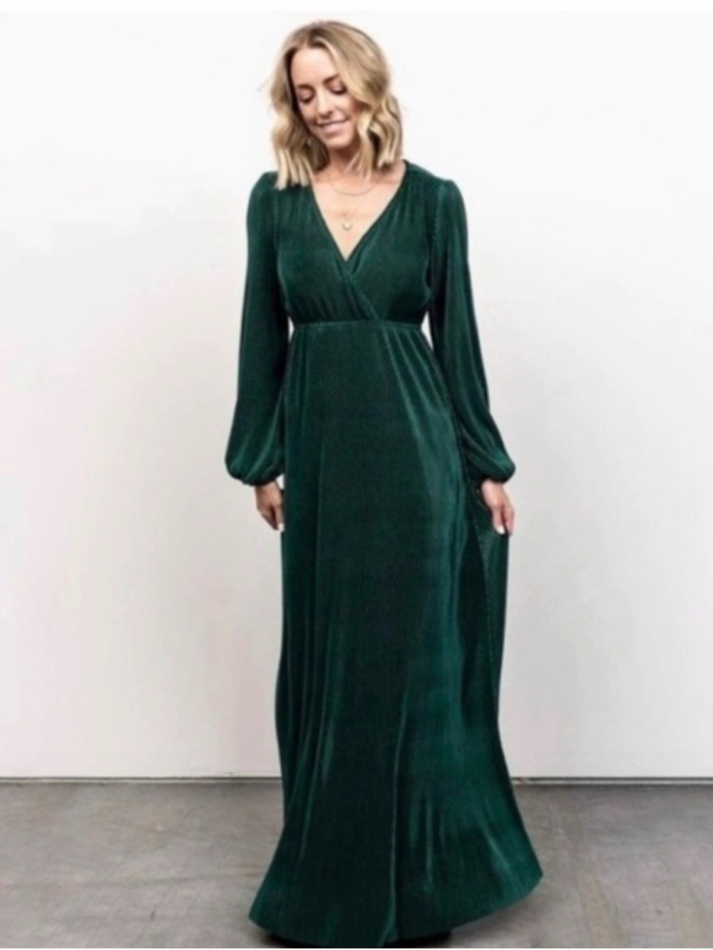 Baltic Born Green Pleated Wrap Maxi Dress Size S